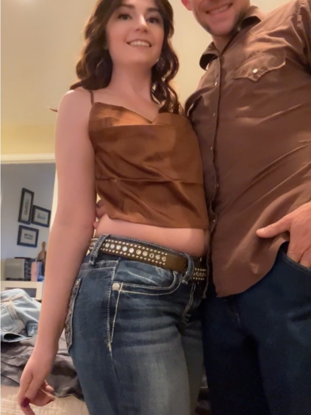 Pink Lily Brown Satin Cowl Neck Spaghetti Strap Camisole